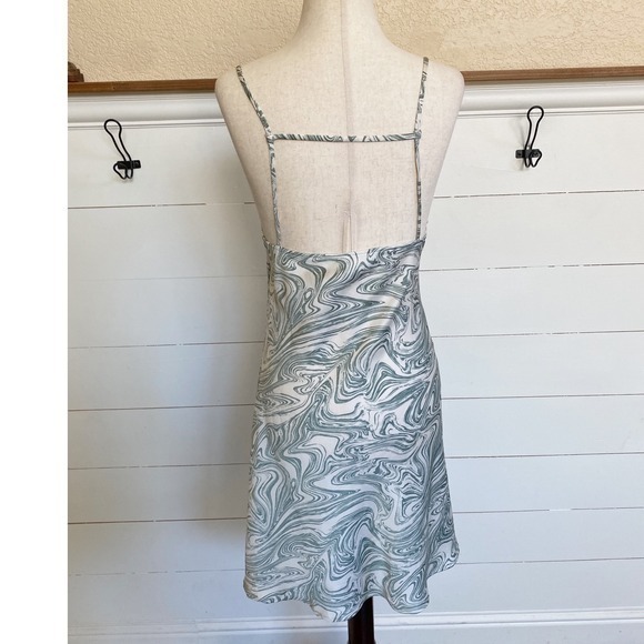 Audrey 3+1 Forest Green‎ & White Marble Mini Slip Dress - S - Picture 2 of 9